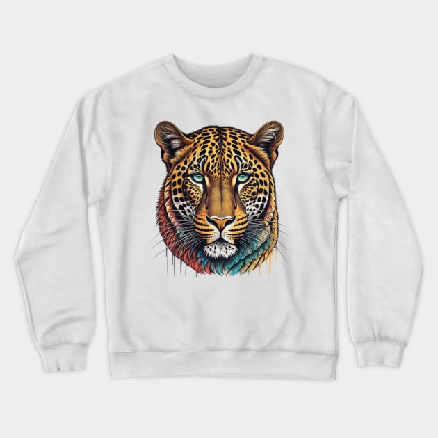 Leopard Face Print Crewneck Sweatshirt by Ruggeri Collection